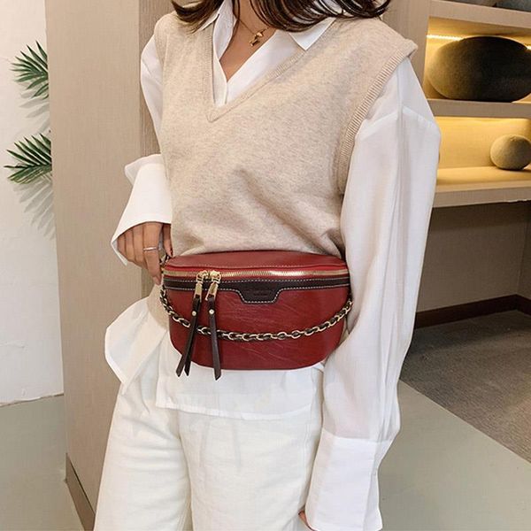 

trend women waist bag leather chain fanny pack fashion wild crossbody chest bags trend girl phone pack shoulder waist belt bag