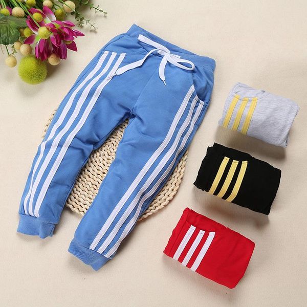 

trousers 2021 boys girls pants sports casual spring autumn three bars for children korean version pure cotton 4color cute, Blue