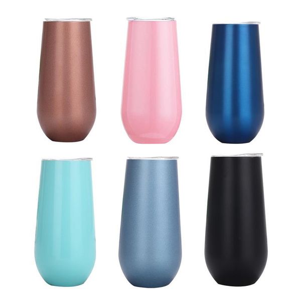 

water bottles 6 color wine tumbler champagne beer with lid glass stainless steel insulated mug christmas cup party gift drink accessories