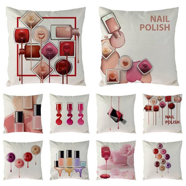 

cushion/decorative pillow cosmetics perfume bottles nail polish lipsticks cover linen cotton decorative cushion throw pillows 1570
