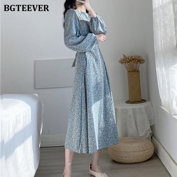 

dresses new vintage o-neck female floral print summer elegant long sleeve lace-up women a-line dress 2021 spring vestidos 01jp, Black;gray