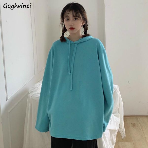 

women's hoodies & sweatshirts women solid candy color sweet oversize hooded casual korean style womens ulzzang 7 colors lovely girls ch, Black