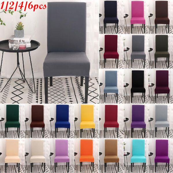 

chair covers 1/2/4/6pcs solid color cover spandex stretch elastic slipcovers white for banquet el kitchen wedding
