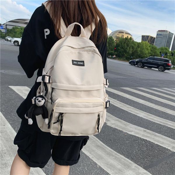 

backpack waterproof nylon women men large capacity travel bag college couples schoolbag solid color laptop
