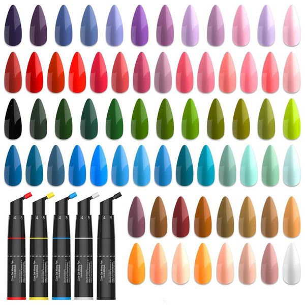 

120 colors gel nail polish kit 5 pens one step gel no need base and coat fast cure with led mini nail lamp dryer