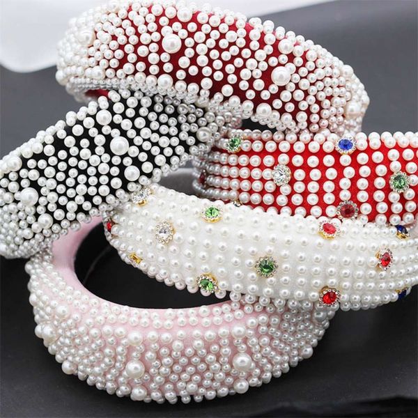 

big small pearl sponge hairb with wide edge hairpin autumn and winter baroque fashion headdress, Silver