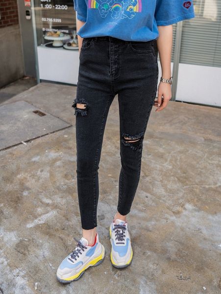 

dazy ripped skinny solid jeans r7y2#, Blue