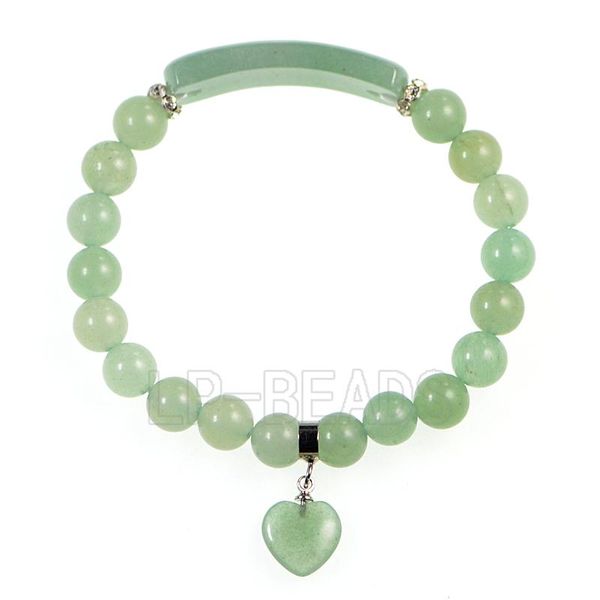 

beaded, strands 4pcs/pack natural gem-stone heart bar 8mm round beads healing stretchy bracelet chakra yoga handmade wholesale, Black