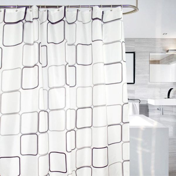

shower curtains square lattice curtain black and white large bath waterproof polyester fabric bathroom with hooks