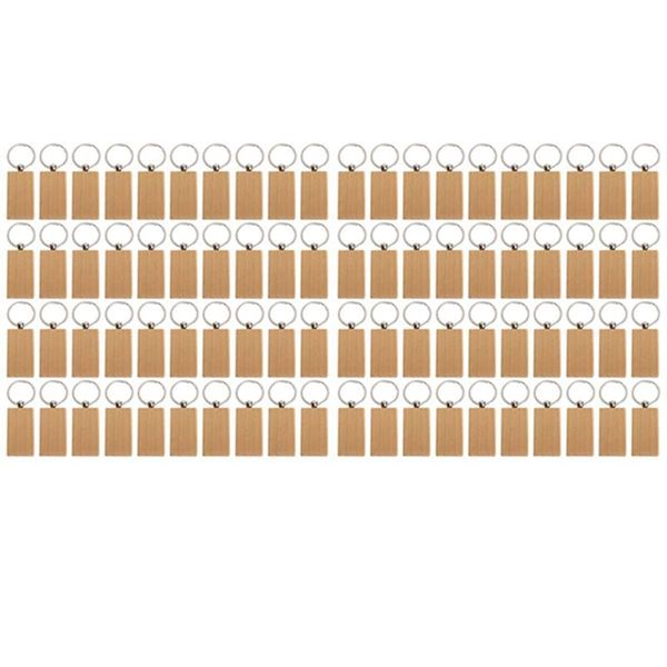 

keychains 80pcs blank rectangle wooden key chain diy wood tags can engrave gifts, Silver