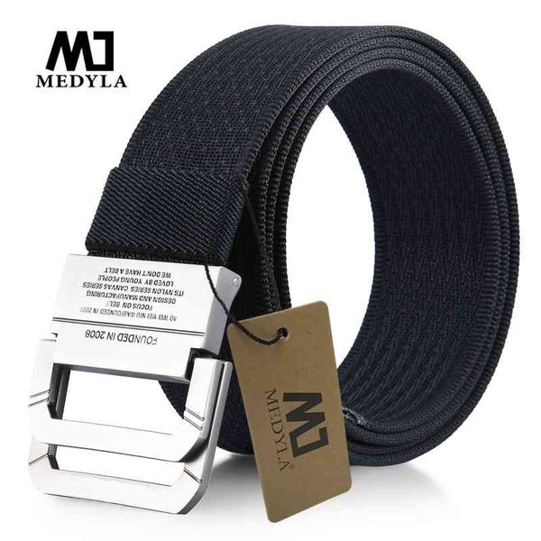 

medyla canvas men's alloy double buckle soft nylon ladies casual personality belt shk10 210310, Black;brown