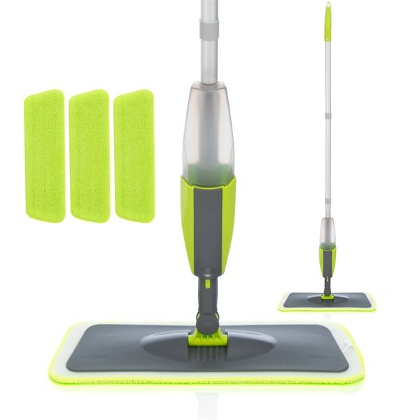 Piso de madeira de esfregão de spray mágico com almofadas de microfibra reutilizável 360 graus Home Windows Cozinha Sweeper Vassoura Ferramentas Limpas 210830