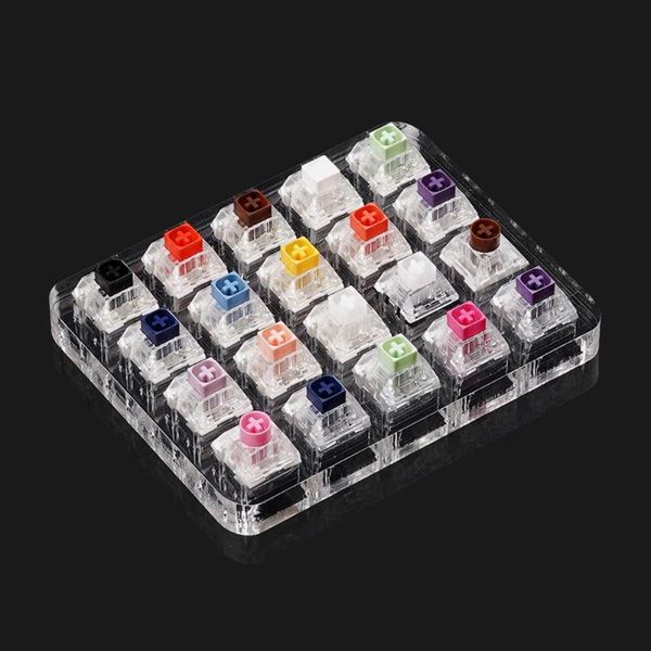 

kailh box 20 switches tester with transparent oem r3 keycaps acrylic switch base navy jade yellow purple hako crystal keyboards