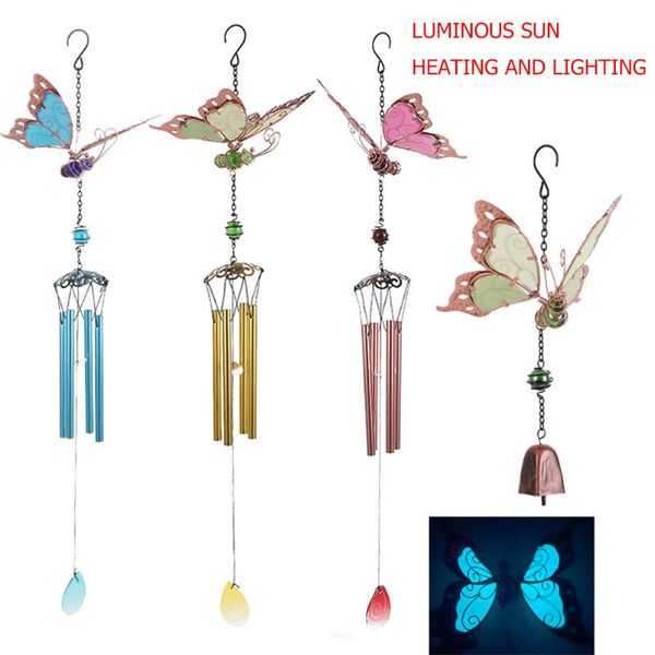 

decorative objects & figurines noctilucous butterfly wind chime fluorescence acrylic pendant solar luminous hanging for home garden decor