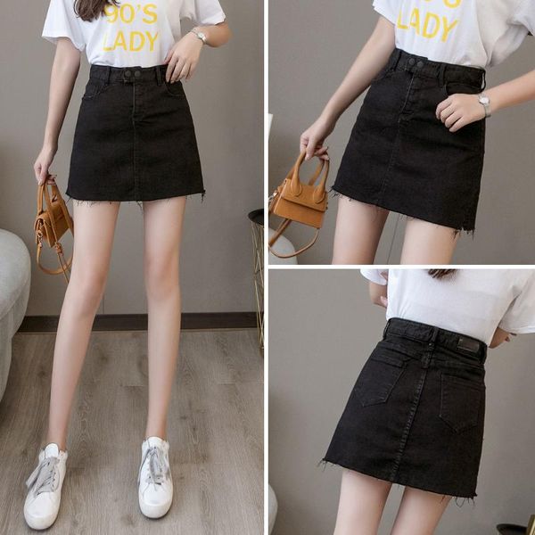

skirts denim skirt women's fashion in spring and summer 2021, Black