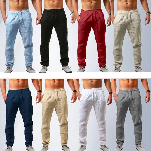 

men's pants comfortable beach casual elastic waist sports breathable, Black