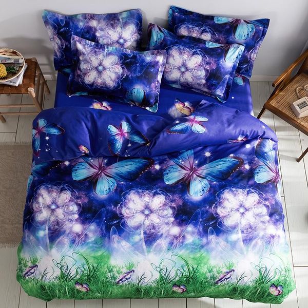 

butterfly 2021 fantasy flower purple scenery comforter bedding set  twin single duvet cover pillowcase home luxury sets