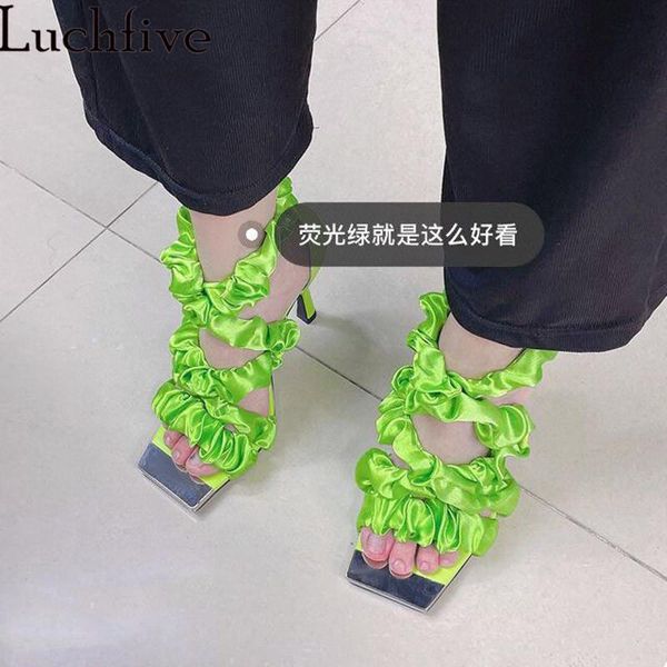 

summer thin high heel sandals women square toe satin spring designer fashion party shoes mujer dress, Black