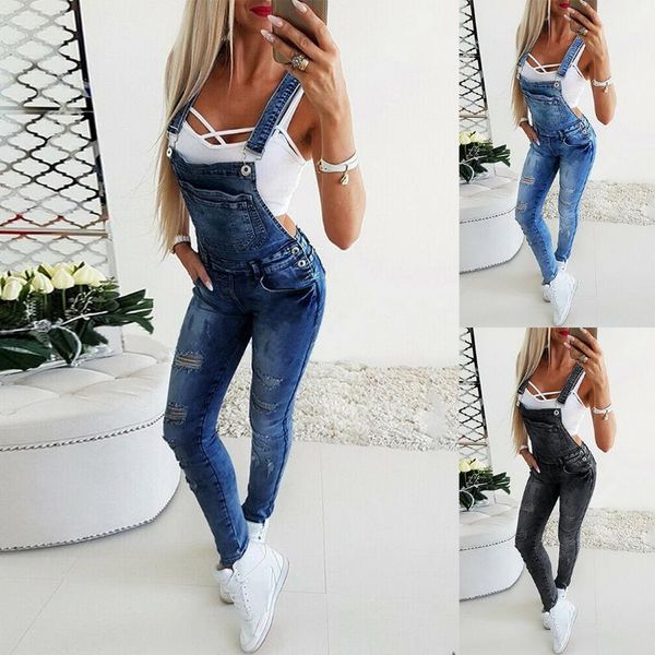 

women's pants & capris holiday casual suspenders slim denim workwear jeans womens hand-worn ripped washed, Black;white