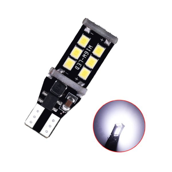 

100pcs/lot white t15 w16w 15smd 2835 led canbus error car brake lights for reverselights taillights 12v