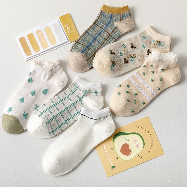 

socks spring and summer fort thin cute girl wind boat ins shallow mouth cotton sock, Black;white