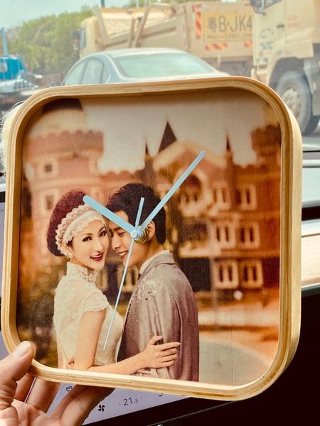 

custom po personalized silent table clock on creative wood tabledecor living bedroom horloge special love gift desk & clocks