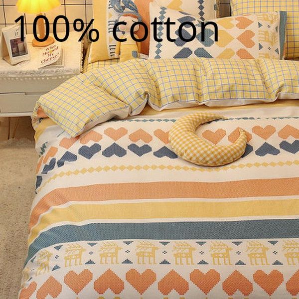 

bedding sets nordic wave dot hit color cotton four-piece pure simple bed linen three-piece ins girl quilt cover