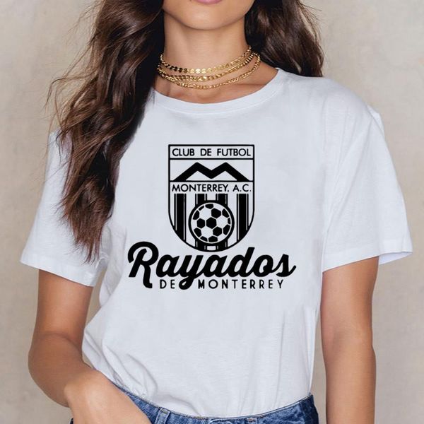 T-shirt das mulheres tops camiseta mulheres rayados de monterrey méxico retro 86 Futbol sexy harajuku fêmea curta