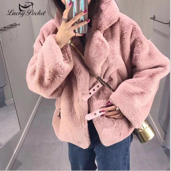 

women's fur & faux women winter short fashion warm plush coat ladies thick loose plus size solid color soft keep outerwear zy25, Black