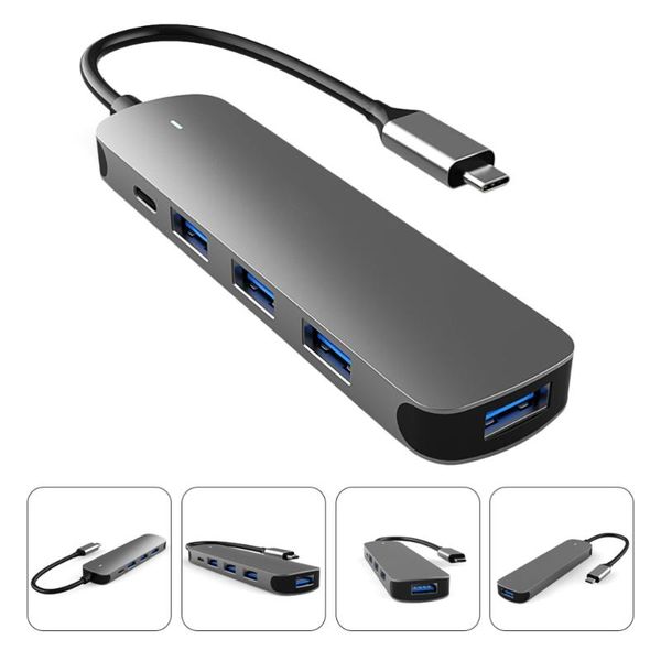 

hubs type-c usb hub 5 port 3.0 aluminum alloy splitter lapadapter