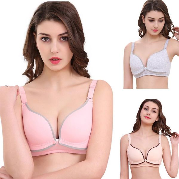 

maternity intimates nursing bra breastfeeding women no steel ring intimate ladies button print lactation sujetador lactancia mujer#y4, White