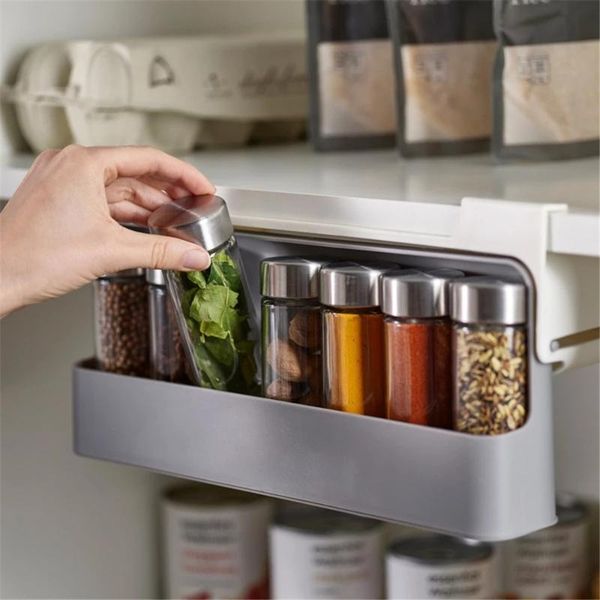 

kitchen storage & organization rack under-shelf spice organizer self-adhesive under desk drawer sauce makeup self holder tools