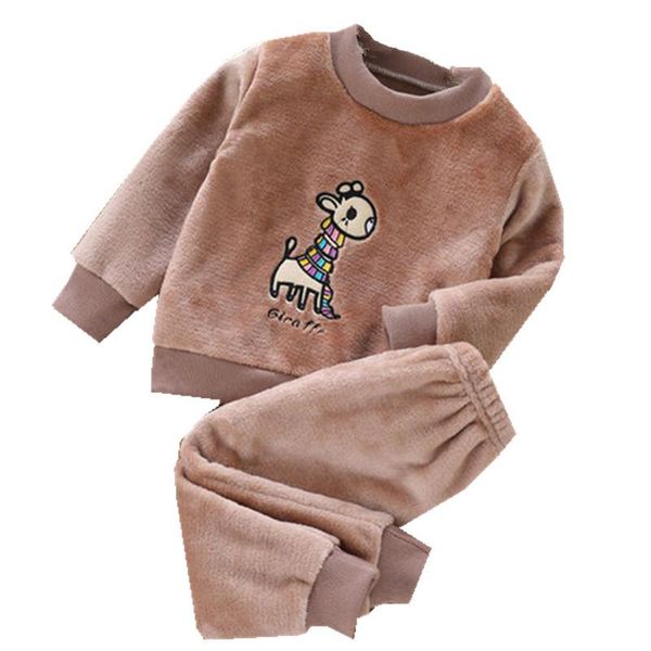 

clothing sets 2022 christmas baby boy girl thicken pajamas set flannel pyjamas fleece toddler autumn winter warm sleepwear kids home suit 1-, White