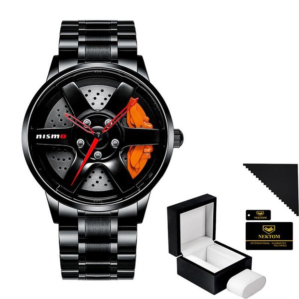 

brand car wheel watch luxury fashion man 2021 wristwatches full stainless steel quartz clock waterproof, Slivery;brown