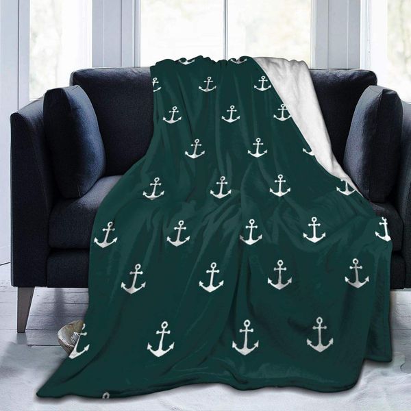 

Personalized Custom Throw Blanket,Nautical Pattern With Classic Colors And Anchors Simplistic Design Sailor Ship Art
