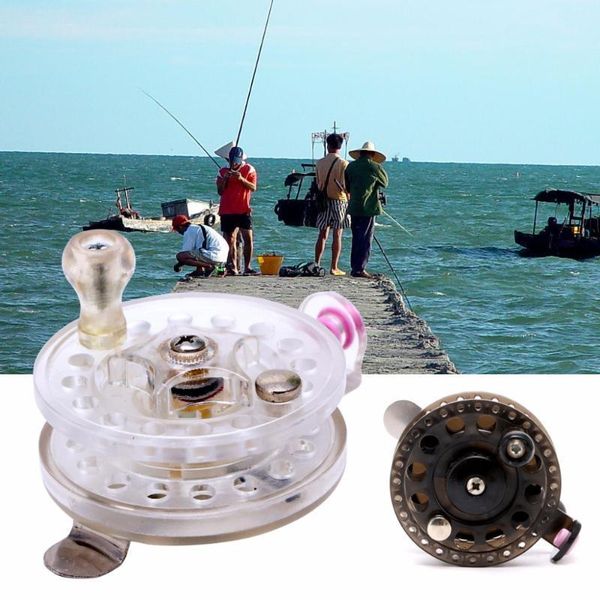 

baitcasting reels ice fishing plastic tackle round wheel mini carp reel 2 colors