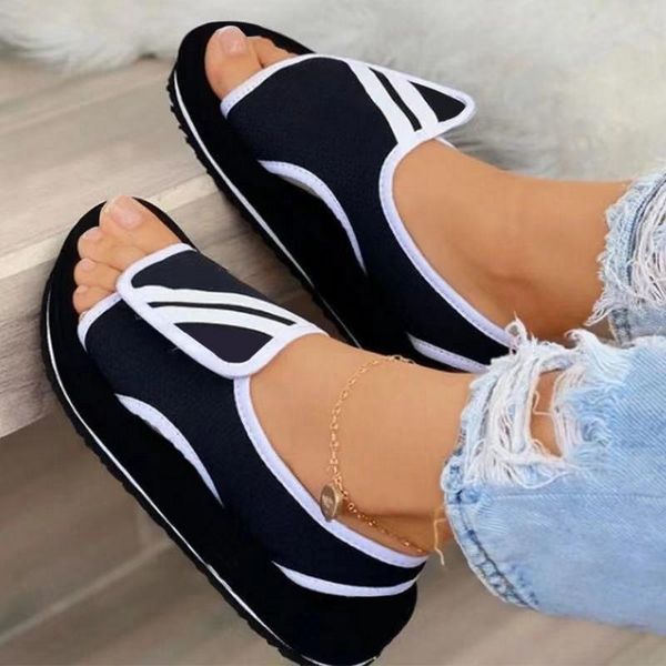 

sandals summer slippers women mesh platform shoes woman 2021 ladies slides soft flats outdoor sandalias plus size 43, Black