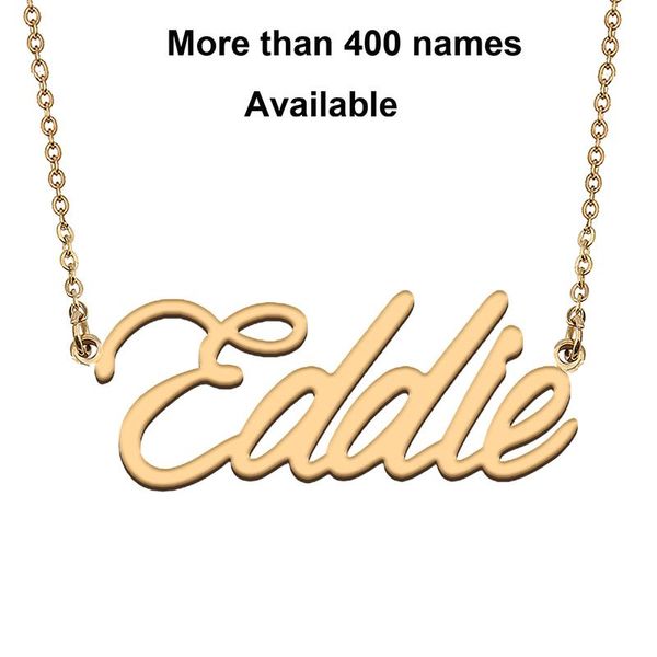 

chains cursive initial letters name necklace for eddie birthday party christmas year graduation wedding valentine day gift, Silver