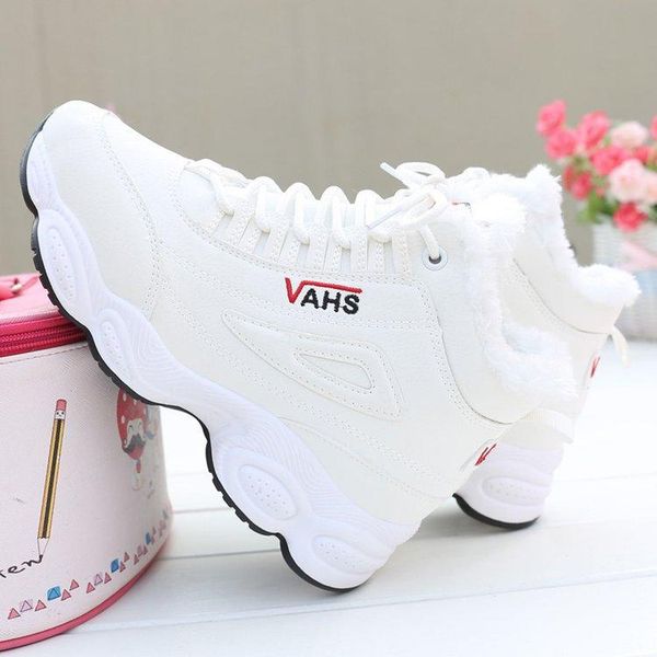 

boots winter plus velvet women's shoes high-female students thick-soled sneakers cotton, Black