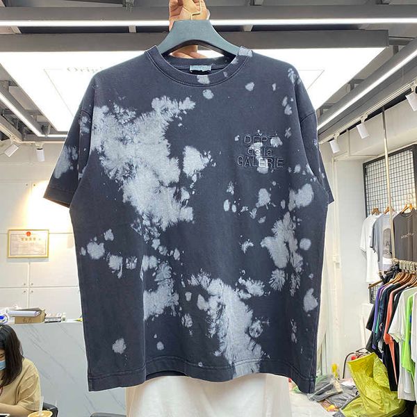 

2021 summer gallery dept embroidery letters tie dye fried snowflake men's and women's casual short sleeve t-shirt fashionbz80, White;black