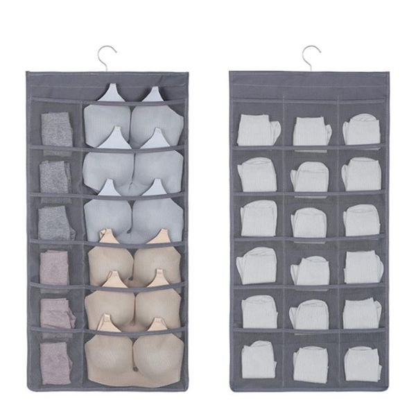 

hanging closet organizer dual-sided space saving storage holder oxford cloth saver bag for bra underwear underpants socks boxes & bins