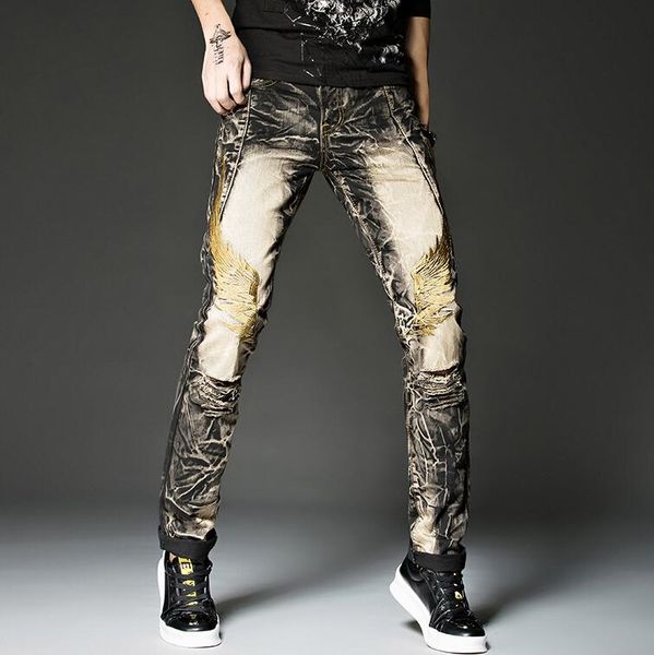 

men's pants jeans with individual embroidery jean 2021 design fashion, Black