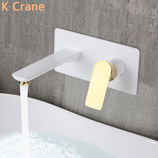 

white faucet bathroom wall conclealed mounted tap cold water mixer bronze torneira modern luxury gold brass rubinetto bagno sink faucets