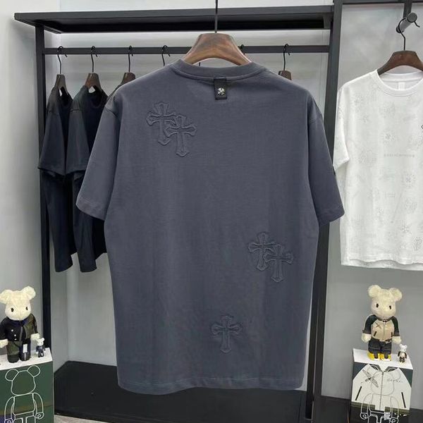 

croosin 2021 summer fashion brand new ch embroidery sanskrit cross short t-shirt for men and women loose casual half s