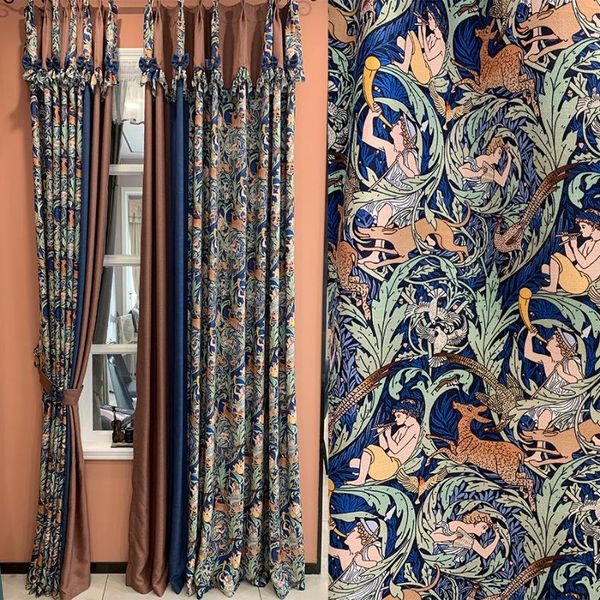 

curtain & drapes american country retro curtains for living dining room bedroom cotton and linen 3d digital printing blackout