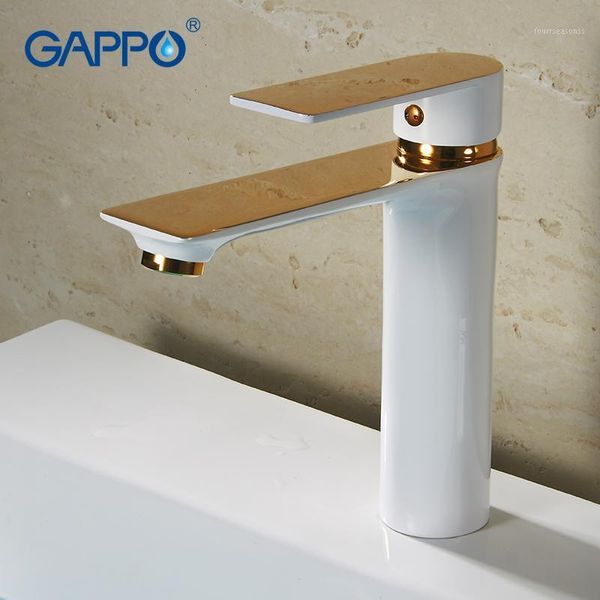 

bathroom sink faucets gappo basin white tall faucet waterfall bath water taps brass deck mounted1