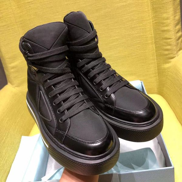 

riding boots women's shoes spring and autumn new styles triangle label trifle cake thick sole casual sports lace-up high-canvas brand f