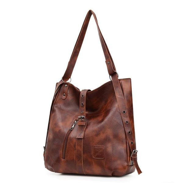 

evening bags vintage double shoulder bag women retro style cross body handbag 2021 casual messenger burgundy brown leather black tote