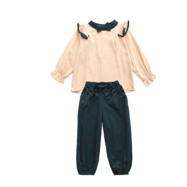 Set per ragazze Abbigliamento per bambini primaverili e autunnali 3-13 anni Vestiti per bambini con maniche a sbuffo alla moda