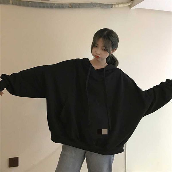 

winter ladies sweater warm women fashion solid color slim fit casual elegant female women's hoodies & sweatshirts, Black
